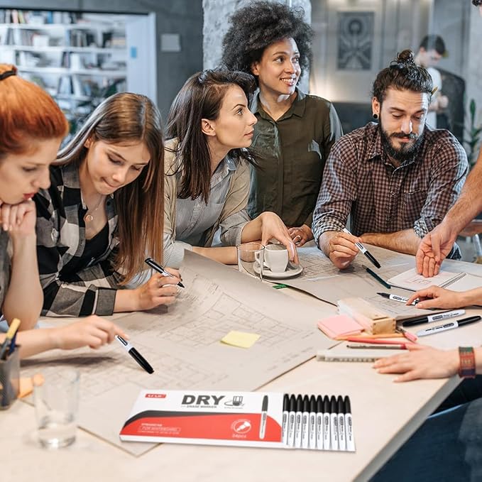 SFAIH Fine Tip Dry Erase Markers - 216 Pack Black Whiteboard Erasable Markers Bulk for Kids Adults, Ideal for Classroom School Office Home Use on White Board, Non-Toxic Easy Clean-DeskLoop Office