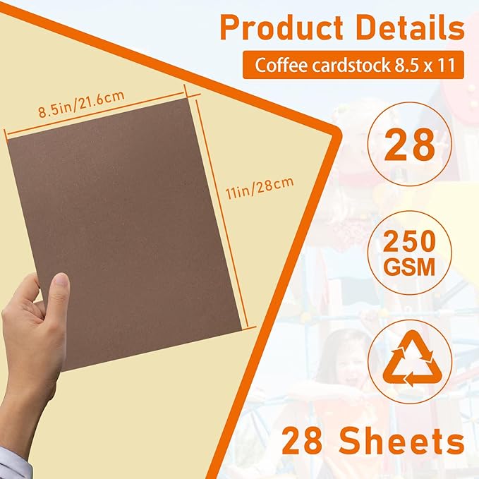 28 Sheets Coffee Color Cardstock 8.5 x 11 Scrapbooking Paper, 92lb Heavyweight Dark Brown Paper Card Stock for DIY Cards Making, Wedding Invitations, School, Memus, Greeting Cards-DeskLoop Office