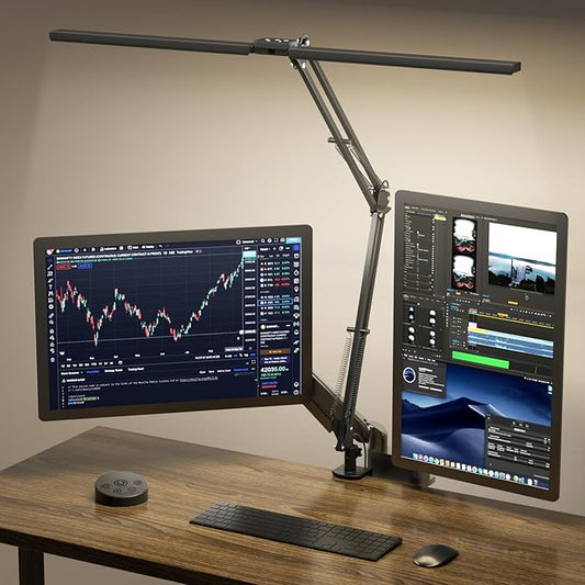 SKYLEO Led Desk Lamp for Home Office - 2400LM Ultra Bright Desk Light -Eye Caring Desk Lamp with Clamp - Adjustable Office Lamp with Remote Control- Easy Installation - 24W Black-DeskLoop Office