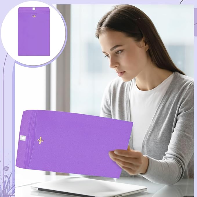 Geyee 100 Pcs Clasp Manilla Envelopes 9 x 12 Inch Gummed Colored Envelopes for Storing or Mailing for Home Office Business Supplies(Purple)-DeskLoop Office