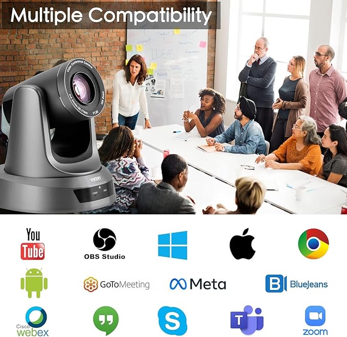 10X PTZ Conference Webcam with 3G-SDI/HDMI/USB Output, 1080P PTZ Live Streaming Camera for Church, Education, Conference Room Camera Attached Remote Control Work with Zoom, Skype, OBS-DeskLoop Office