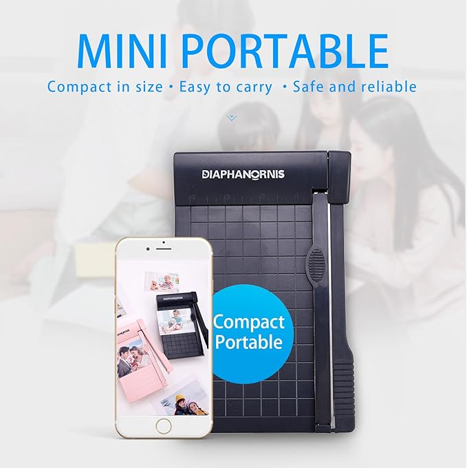 Guillotine Paper Trimmer, Mini Compact Paper Cutter, 1/4-Inch Grid for Precision Cutting, Straight Cuts Up to 3 Sheets, Perfect for Photos,Coupons,Card Making and Small Craft Projects (Grey)-DeskLoop Office