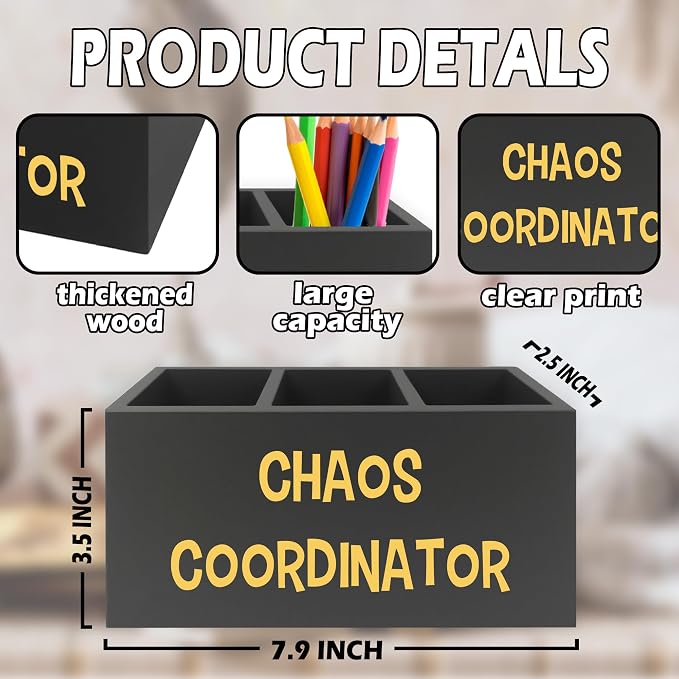 XPH Chaos Coordinator Black Yellow Pen Pencil Holder Organizer - Image 7