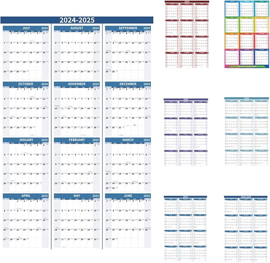 2024-2025 Wall Calendar 34.8" x 22.8" Large Vertical Yearly Wall Hanging Calenda with Julian Date from July 2024 to June 2025 Thick Paper Calendar 12 Month Annual Planner for Office Fridge(Blue)-DeskLoop Office