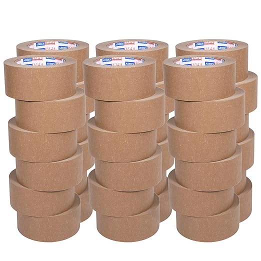 ADHES Heavy Duty Kraft Paper Tape Eco Friendly Packing Tape Writable Non-Coated Surface for Masking, Sealing, and Packaging Use,2” x 43 Yards,36Rolls-DeskLoop Office