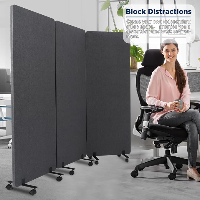 Sound Proof Dividers w/Wheels, Portable Office Wall Divider - Image 7
