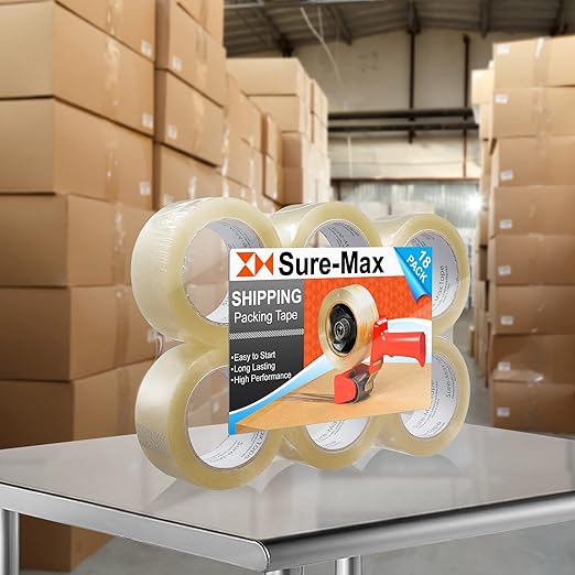 Sure-Max Premium Carton Packing Tape 1.8 mil 330 Feet (110 Yards) - Clear - 18 Rolls-DeskLoop Office