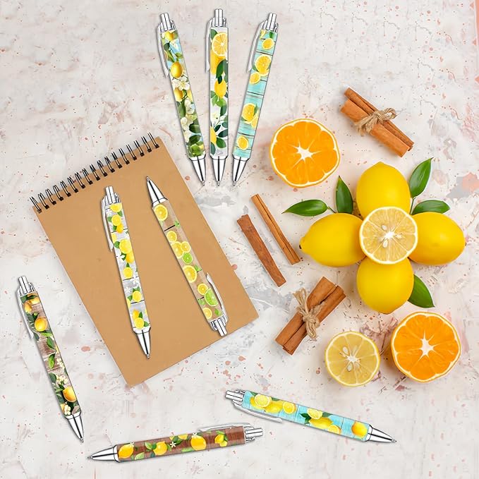Idealmuzik Lemon Pens Set – Fun Citrus-Themed Pens for Girls, Students, and Stationery Lovers – Smooth Writing Ballpoint Pens for School, Journaling, or Gifts – Bright and Cheery Design, 8 Pack-DeskLoop Office