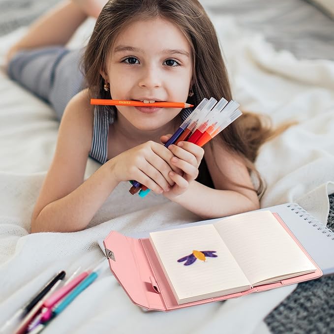 CAGIE Diary with Lock for Women, Full Wrap-around Privacy Journal Gifts for Girls, 120 GMS 224 Pages Thick Lined Notebook with Lock, 5.9 x 7.9 Inch-DeskLoop Office