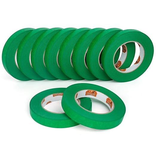 Green Painters Tape Multi-Surface Masking Tape 0.7 inch x 60 Yard, Indoor and Outdoor Painting Tape, Residue Free Easy Removal with Sharp Lines, Paint Tape for Walls, Auto, Home, 10Rolls-DeskLoop Office