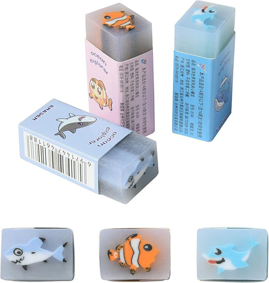 18Pcs Cute Sea Animal Erasers for Kids Bulk, Kawaii Fun Pencil Jelly Erasers for School Classroom Supplies Prize Gifts Party Favors-DeskLoop Office