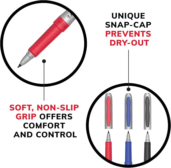 BIC Intensity Blue Permanent Markers, Ultra Fine Point, 12-Count Pack of Blue Markers With Non-Slip Grip for Comfort and Control-DeskLoop Office