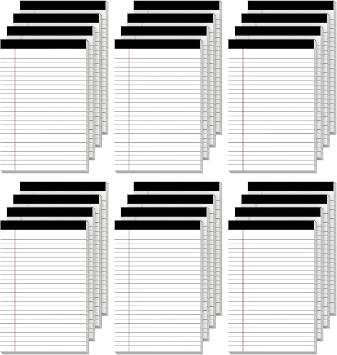 24 Pack of Legal Pad Writing Pads 5" x 8" Notepad 80gsm Recycled Paper Small Legal Pads 25 Lines Note Pads Perforated Legal Pads 720 Sheets Double-Sided Printing Printed Legal Pads for School,-DeskLoop Office