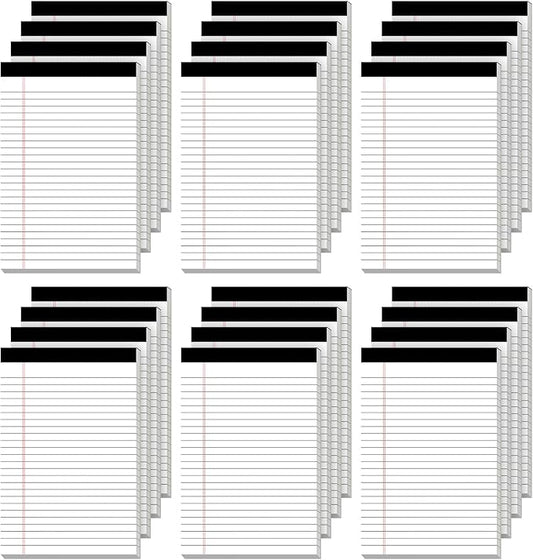 24 Pack of Legal Pad Writing Pads 5" x 8" Notepad 80gsm Recycled Paper Small Legal Pads 25 Lines Note Pads Perforated Legal Pads 720 Sheets Double-Sided Printing Printed Legal Pads for School,-DeskLoop Office