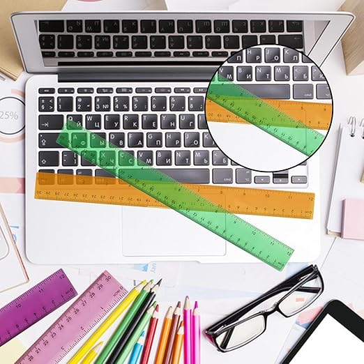 180 Pack 12-Inch Plastic Rulers Bulk, Plastic Ruler, Colored Transparent Ruler with Dual-Scale Measurement, Easy to Store, for Home, or Office and, Practical Use by KUKLIPJIM-DeskLoop Office