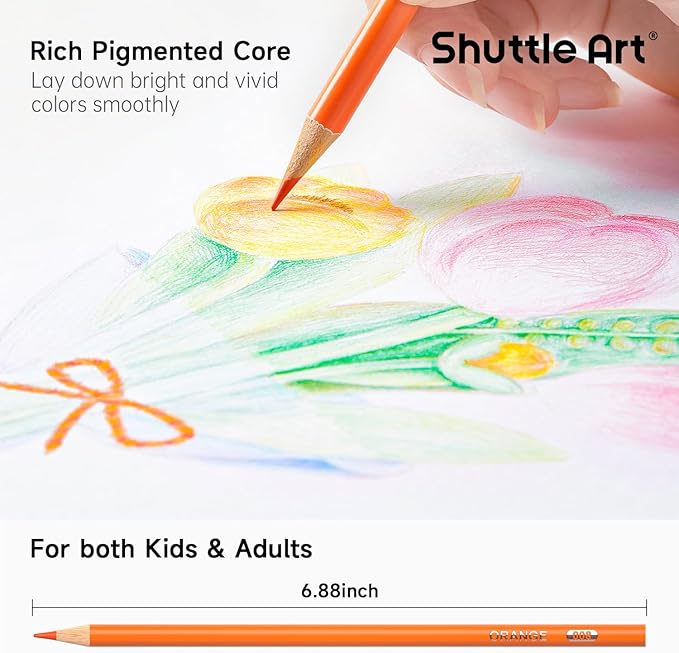 Shuttle Art 504 Colored Pencils Bulk, 12 Vibrant Colors, Pack of 42, Pre-sharpened Coloring Pencils, Wood Colored Pencil for Kids Teachers, Classroom Essentials, Back to School Supplies-DeskLoop Office