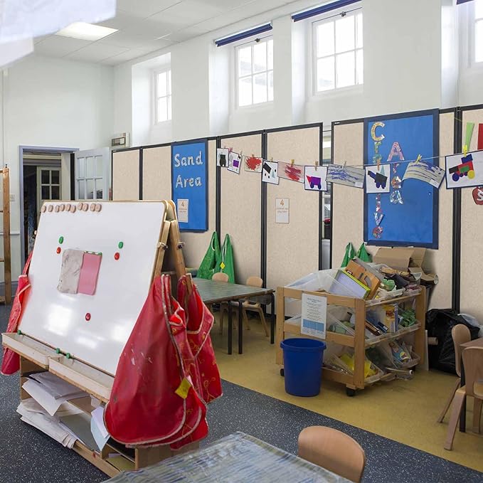 Room Partition,Folding Privacy Divider,Office Partition Dividers,Office Dividers Wall, 10'6"W x 6'7"H,Beige-DeskLoop Office