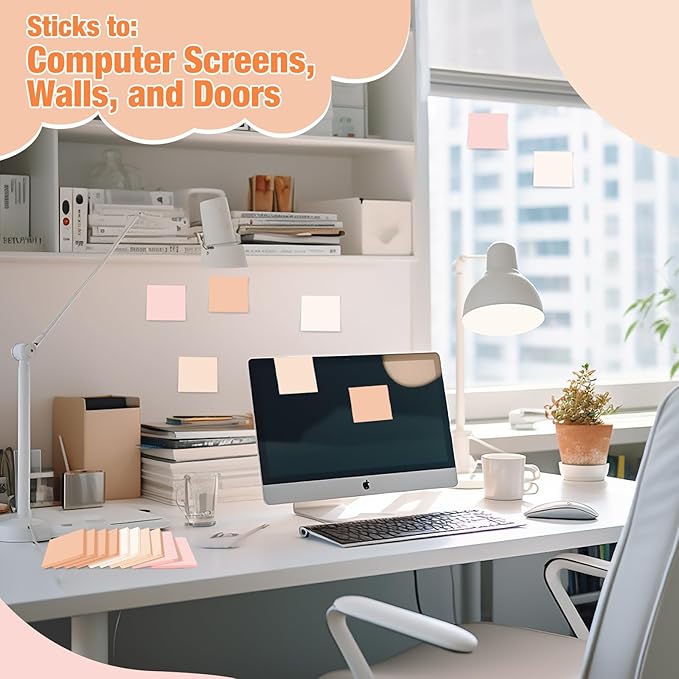 Fainne 24 Pack Sticky Notes Bulk Back to School Supplies Self Stick Note Pads Paper Memo for Office First Day of School Student Teacher Essentials (2 x 2 Inches,Pink)-DeskLoop Office