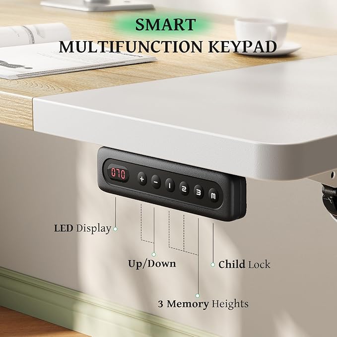 SIAGO Electric Standing Desk Adjustable - 55 x 24 Inch Sit Stand up Desk with Cable Management - 3 Memory Preset Adjustable Height Table-DeskLoop Office