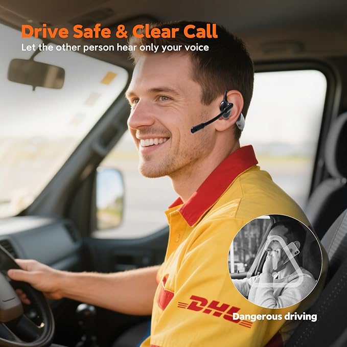 Pilot P200b Pro Wireless Headset with Mic for Work, 50dB Noise Cancelling Headphones with ENC, Bluetooth 5.3 - Wireless Computer Headset for Meetings and Calls-DeskLoop Office