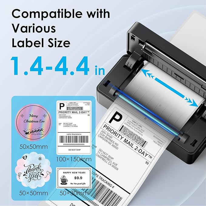 Shipping Thermal Label Printer, 4x6 Portable Label Printer, Bluetooth Label Maker for Small Business, Support iPhone,Android,Windows,Mac,Chromebook,Works with USPS, Ebay,Shopify&More, Black-DeskLoop Office
