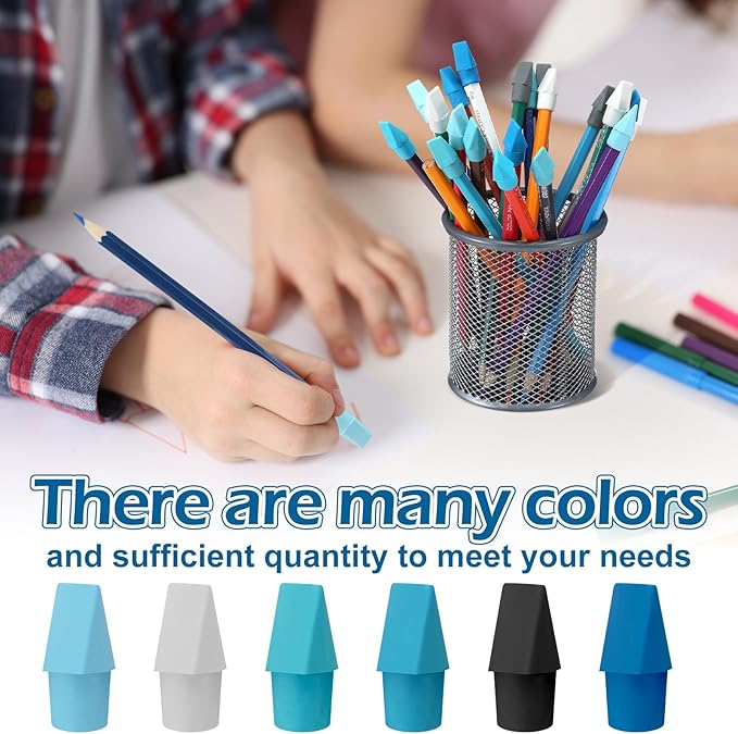 240 Pcs Pencil Top Erasers Cap Bulk Cute Pencil Toppers Erasers School Office Supplies for Students Teachers Art School Office Classroom Supplies(Blue)-DeskLoop Office