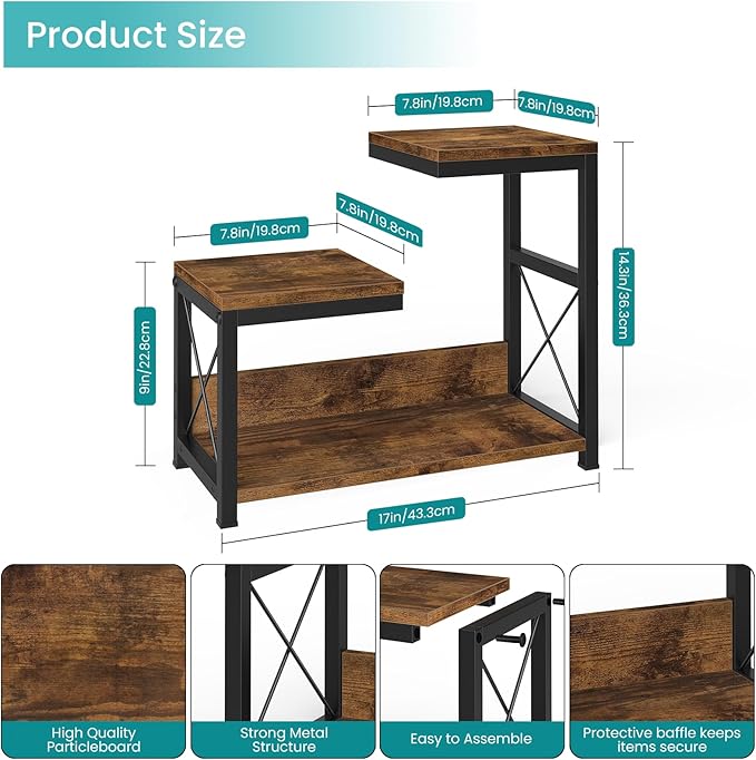 ELITEROO Desktop Shelf Organizer, 3 Tier Office Shelves, Wood Desk Organizers Storage Rack and Freestanding Display Shelf for Office, Dormitory, Home, Rustic Brown-DeskLoop Office