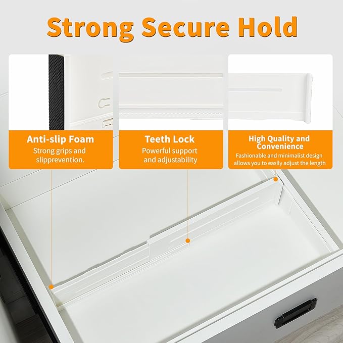 5 Pack Drawer Dividers 3.1" Slim Height Drawer Separators, Non-Slip Plastic Drawer Organizers Expandable 10.6"-17.7" for Shallow Drawers,Kitchen & Clothes Storage, Adjustable Office Drawer Divider-DeskLoop Office