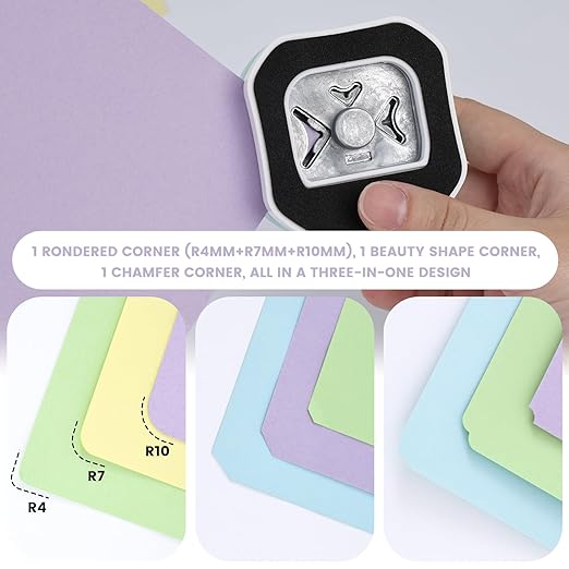 LOVEINUSA 3PCS 3-in-1 Punch Set (Rounder + Beauty Shape + Chamfer Edges), 3 Way Cutter for Scrapbooking, Photocards & DIY Paper Crafts, Works Great with Laminate, Precision Professional Cutting-DeskLoop Office
