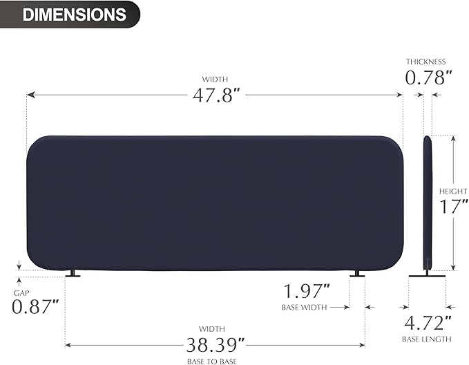 DECOLAB Desk Divider, Portable Desk Privacy Panel Shield for Office, Student, Classroom, Freestanding, Scratch Resistance, 48"x18", Cobalt-DeskLoop Office