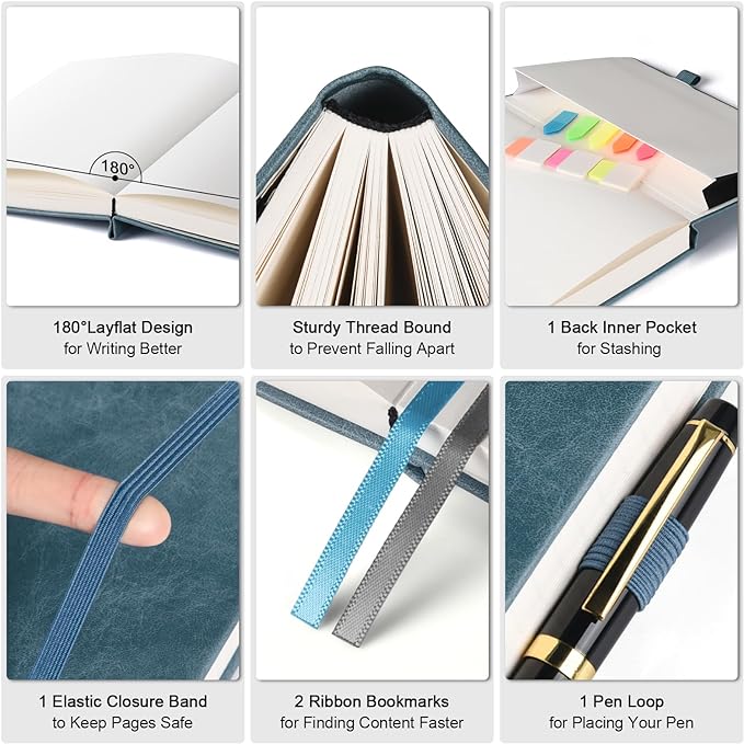 Graph Paper Notebook, 312 Numbered Pages Large A4 Hardcover Leather Journal, 100gsm No Bleed Grid Paper Notebook with Index Pages, Squared Grid Notebook for Graphing Notes Math, 8.5'' × 11'', Grey-DeskLoop Office