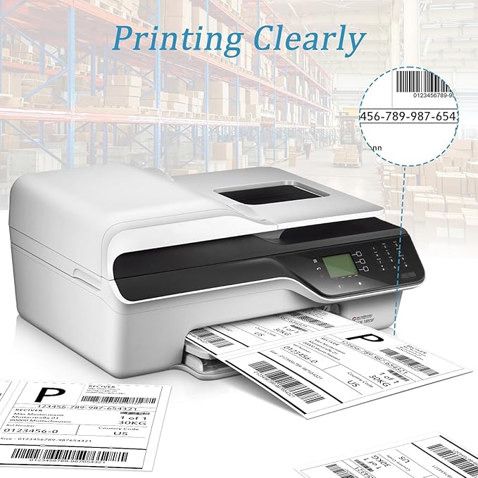 50 Half Sheet Self Adhesive Shipping Labels, 8.5" x 5.5" Address Labels for Laser & Inkjet Printers(50 labels-25 Sheet)-DeskLoop Office