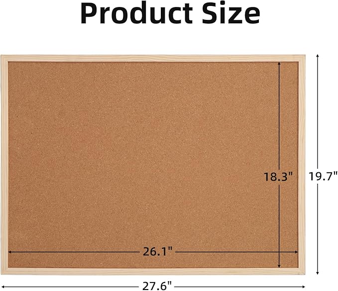 20” x 28” Cork Boards for Walls with Wooden Frame 1pack, Whiteboard and Cork Board Combo Double Sided Office Board for Wall Organizer, Bulletins Board Hanging Pin Board for School Home Office-DeskLoop Office