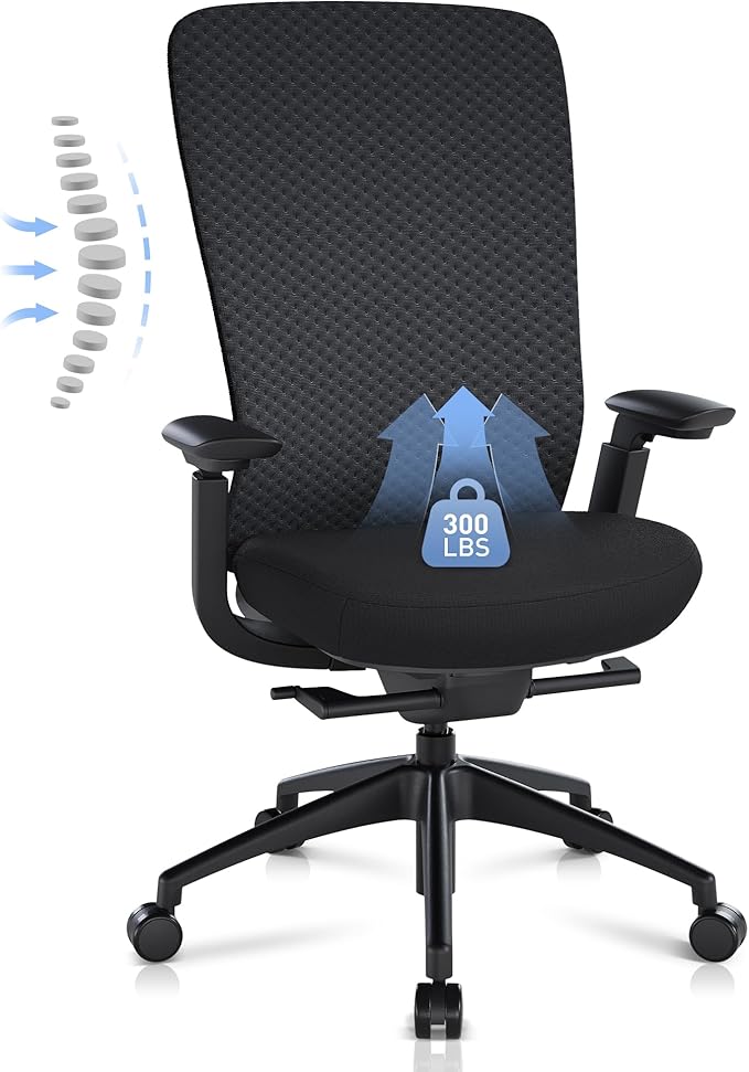 COLAMY Ergonomic Mesh Office Chair, Computer Executive Desk Chair, Ergonomic Office Chair Lumbar Support with Flexible Backrest, Slide Seat, Blackgrey-DeskLoop Office