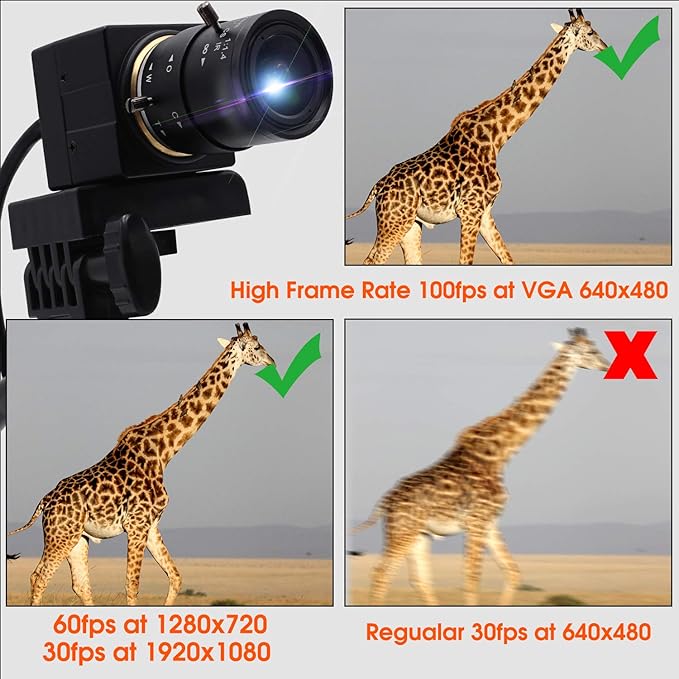 SVPRO 1080P HD Webcam with Zoom Lens 2.8-12mm Manual Focus Camera 30fps/60fps/100pfs High Definition USB Camera UVC Free Drive for PC & Laptop