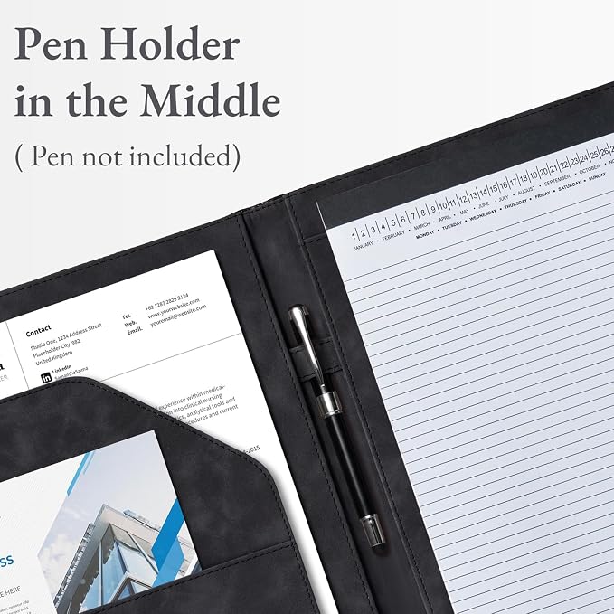 Mymazn Padfolio Portfolio Binder, Faux Leather Interview Resume Folder - Image 6