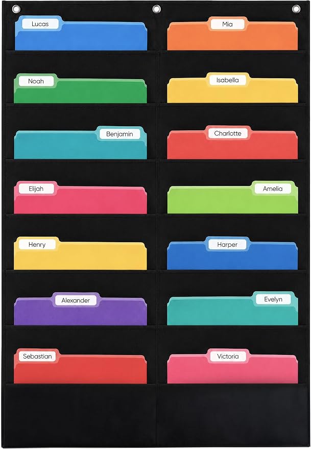 Essex Wares - 14 Pocket File Pocket Chart, and More - Wall Folder Organizer - by EssexWares