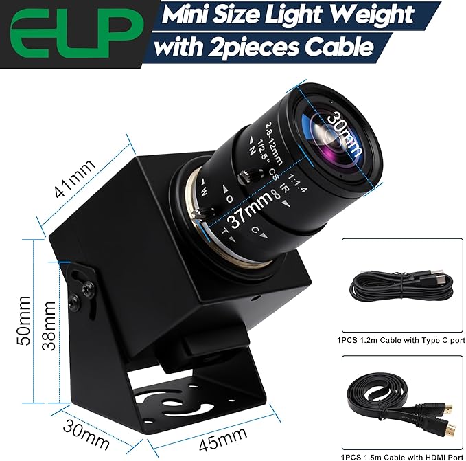 ELP 4K HDMI USB Camera - 2.8-12mm 4X Zoom Webcam With Manual Adjustment for Computer, TV, Projector, Monitor-DeskLoop Office
