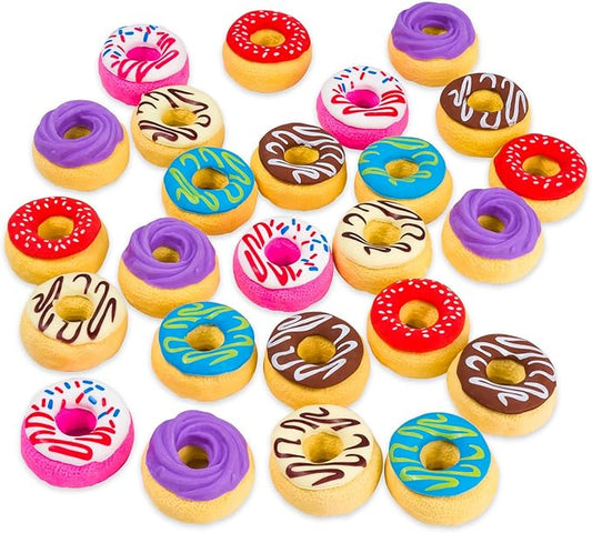 Donut Erasers, 25 Pieces Bulk, 3D Cute Food Novelty Pencil Erasers for Candy Party Favor Gift Filling and Art Supplies-DeskLoop Office