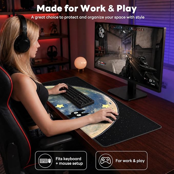 Desk Mat, Big Desk Pad, 31.5x11.8 Inches Extended Big Gaming Mouse Pad - Image 7