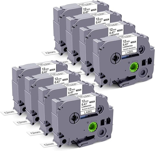 8Pack Compatible with Brother P Touch Label Tape 12mm 0.47 Laminated White TZe-231 TZe 231 TZe TZ Tape Refill Compatible with Brother P-Touch Label Maker PT-D210 PT-H110-DeskLoop Office