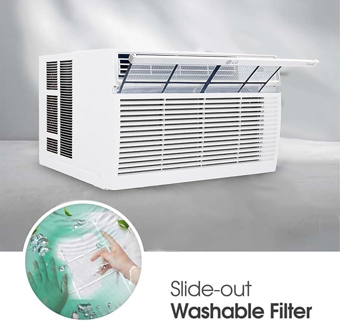 LG 10000 BTU Smart Wi-Fi Enabled, Ultra-Quite, Quick and Easy Installation Window Air Conditioner with Remote, ThinQ Technology, Washable Filter, Eco-Friendly R32 Refrigerant (White)-DeskLoop Office
