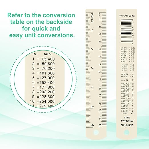 PATIKIL 15cm/6" Metal Ruler, 2 Pack Aluminum Alloy Rulers with Centimeters, Millimeters, Inches and Conversion Table Straight Edge Ruler for Writing Machinist Drafting, Beige-DeskLoop Office