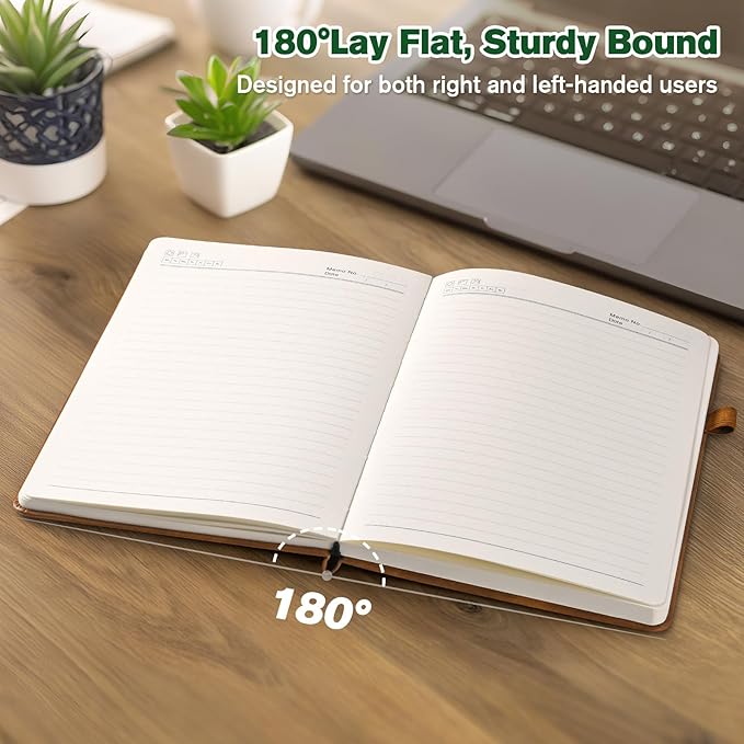 Notebook Journal for Women Men: Leather Journal for Writing, Hardcover College Ruled Journals Notebooks with Thick Paper, Large A5 Daily Journal for Travel, Diary, Gifts for Teens, 5.7"×8.5", Green-DeskLoop Office