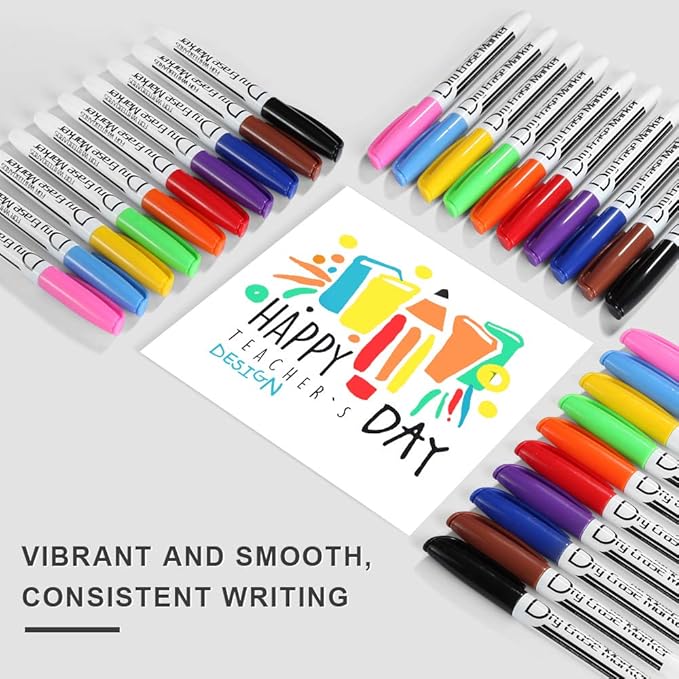 Volcanics Dry Erase Markers Low Odor Fine Whiteboard Markers Thin Box of 30, 10 Colors-DeskLoop Office