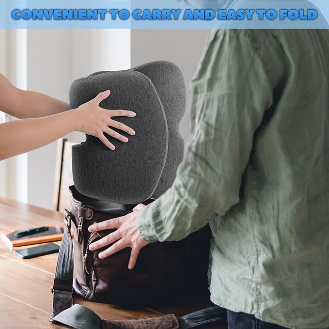 Buttocks Cushion for Office Chair Memory Foam Seat Pad for Butt Support Tailbone Relief Ergonomic Chair Cushion for Home Car Travel or Work (Blue and Gray Patchwork Color)-DeskLoop Office