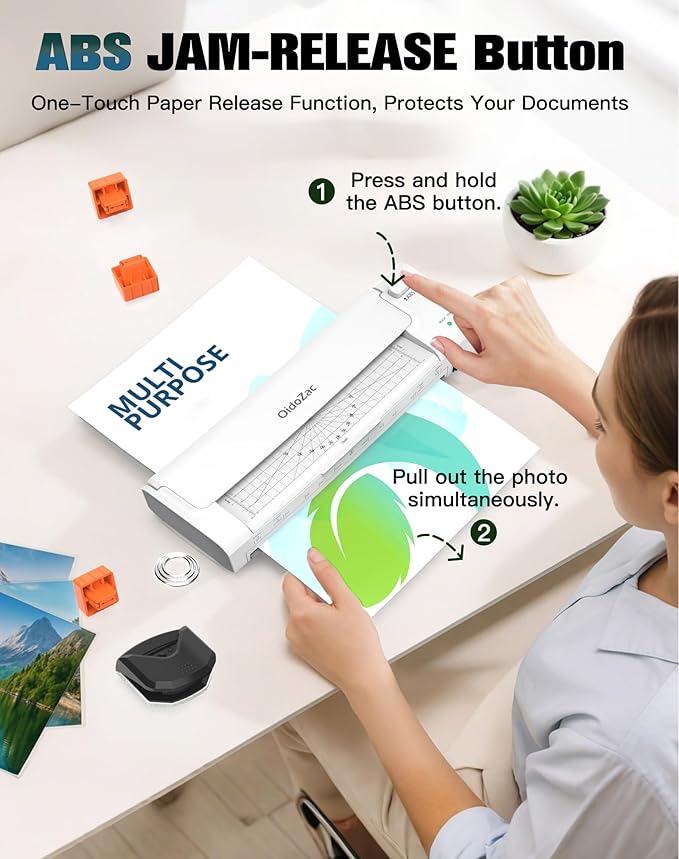 13 Inch Laminator Machine with Auto Paper Feed, Never Jam A3 Thermal & Cold Lamination, 20 Laminating Sheets, 10-in-1 Laminator with Cutter, Trimmer & Corner Rounder for Office School Home Use White-DeskLoop Office