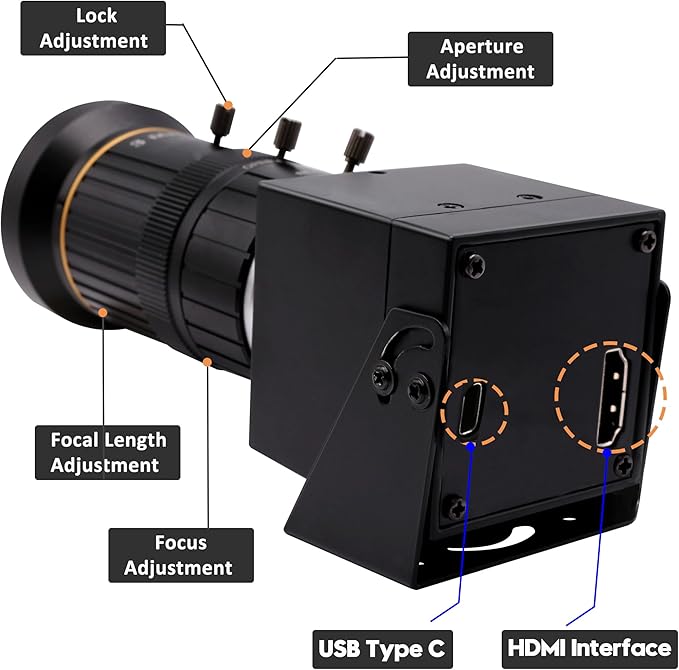 SVPRO HDMI Camera 4K USB Camera HD Streaming Webcam with 5-50mm Telephoto Zoom Manual Lens Industrial Camera CS Mount 10X Optical Zoom Camera for PC Computer,Laptop,Monitor,TV-DeskLoop Office
