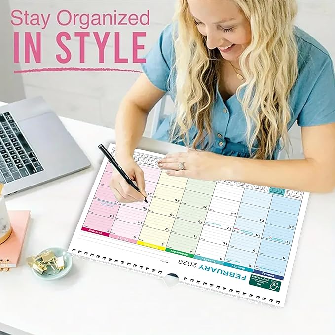 BOCT Wall Calendar 2025-2026 - Includes July 2025 to December 2026-18 Monthly Daily Planner 13 x 9.6 Inches, Julian Dates for New Year Christmas Gifts-DeskLoop Office