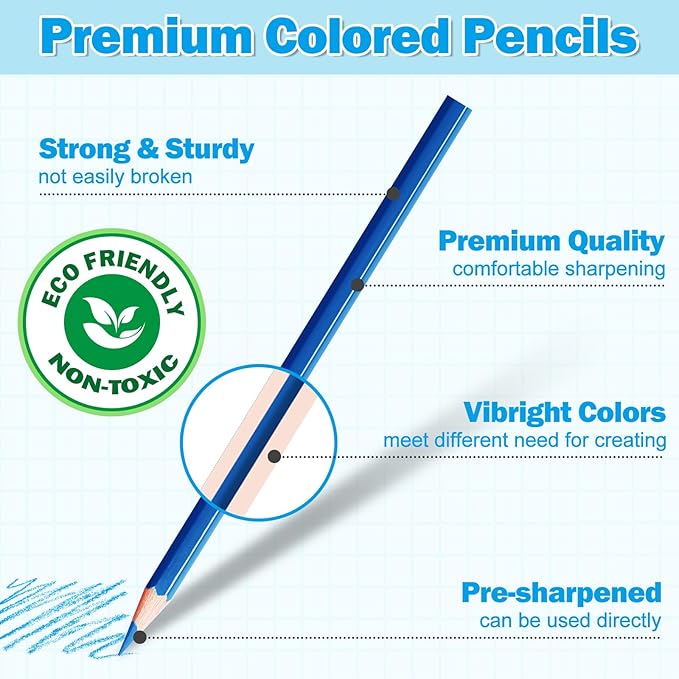 144 Count Colored Pencils for Kids, 12 Pack Colored Pencils in 12 Colors, Pre-sharpened Color Pencils Bulk, Coloring Pencil Bulk for Teachers Supplies, Back to School Classroom Prizes Gifts-DeskLoop Office